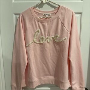 Workshop Republic Clothing Pink Sweater with Pearl Embellishments